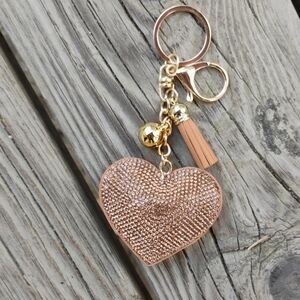 Gold Heart Keychain with Tassel